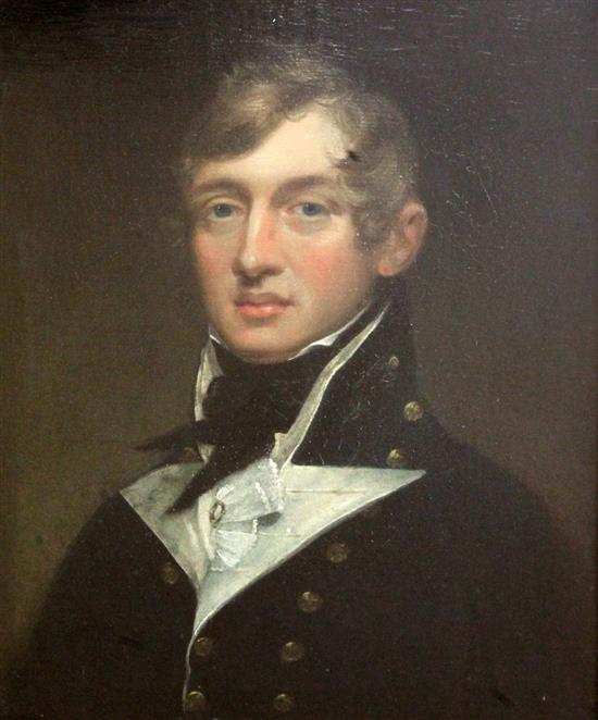 19th century English School Portrait of a naval officer 18 x 14in.